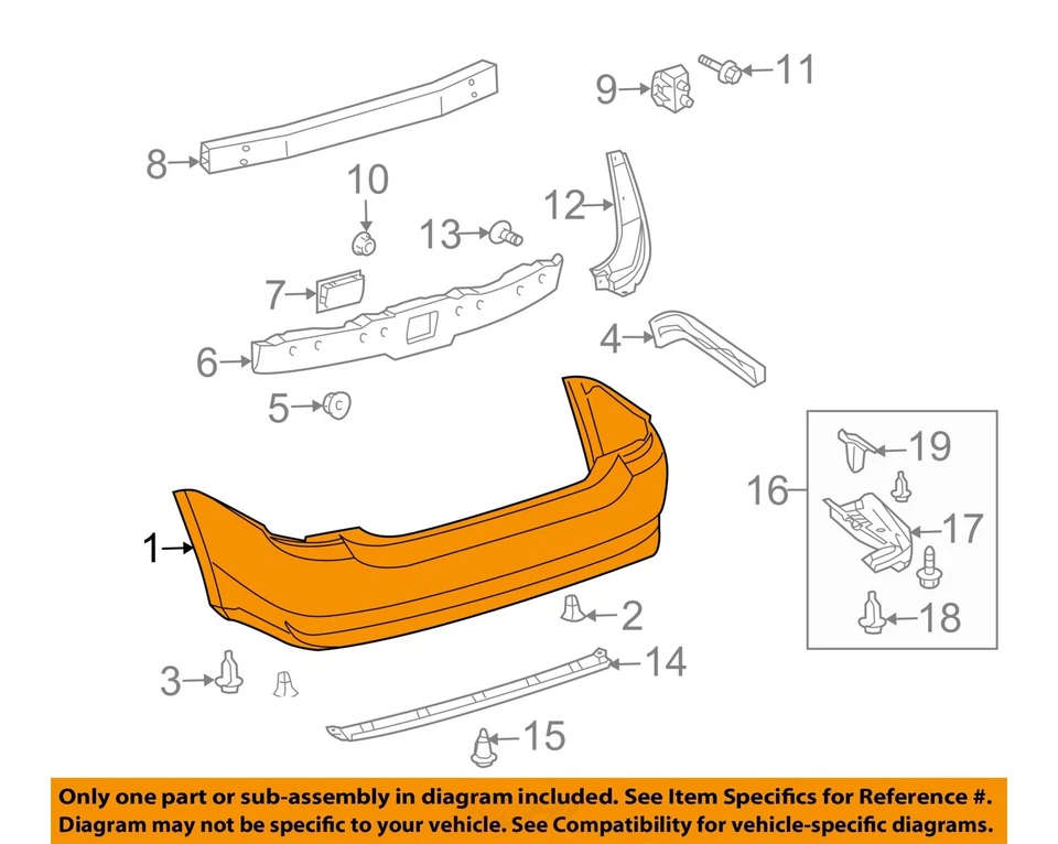 Used Rear Bumper Assembly Rear fits: 2009 Toyota Prius US market Rear Grade B Foto 3 de 4