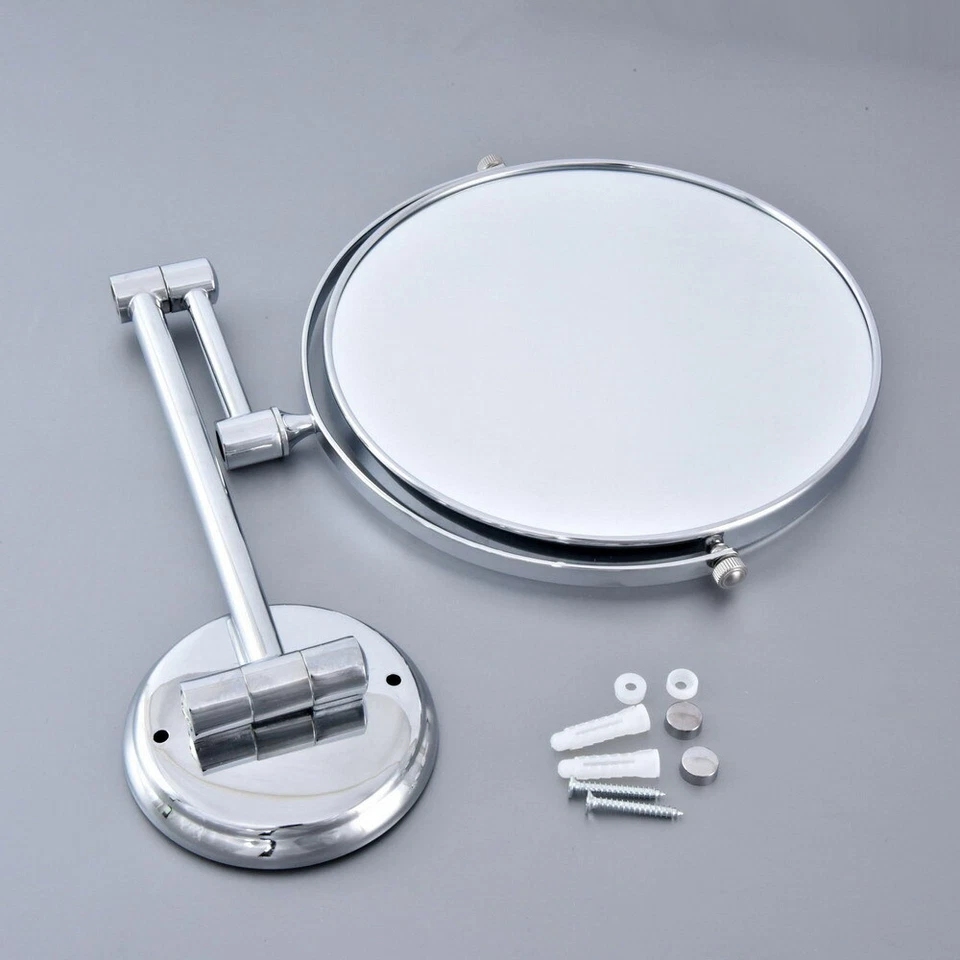 Polished Chrome Brass 8" Wall Mounted Swing Arm 2-Sided Magnifying Mirror fba633 - Image 3 of 4