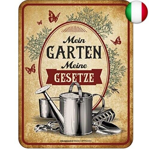 RAHMENLOS Targa decorativa in metallo come regalo per giardinieri – Mein Garten  - Foto 1 di 4