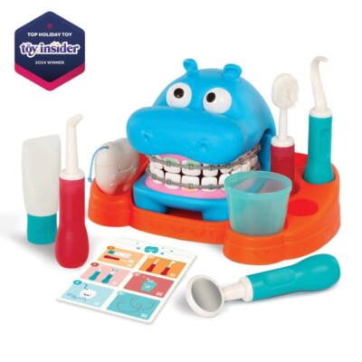 Battat Hippodontist Dentist Plastic Play Set with 14 Accessories