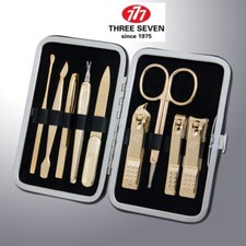 777 THREE SEVEN GIFT TRAVEL Gold Nail Clippers 9 Pieces Set 343EXG MADE IN KOREA