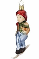 Inge-Glas Girl Skier Off to The Valley 10045S021 German Glass Christmas Ornament