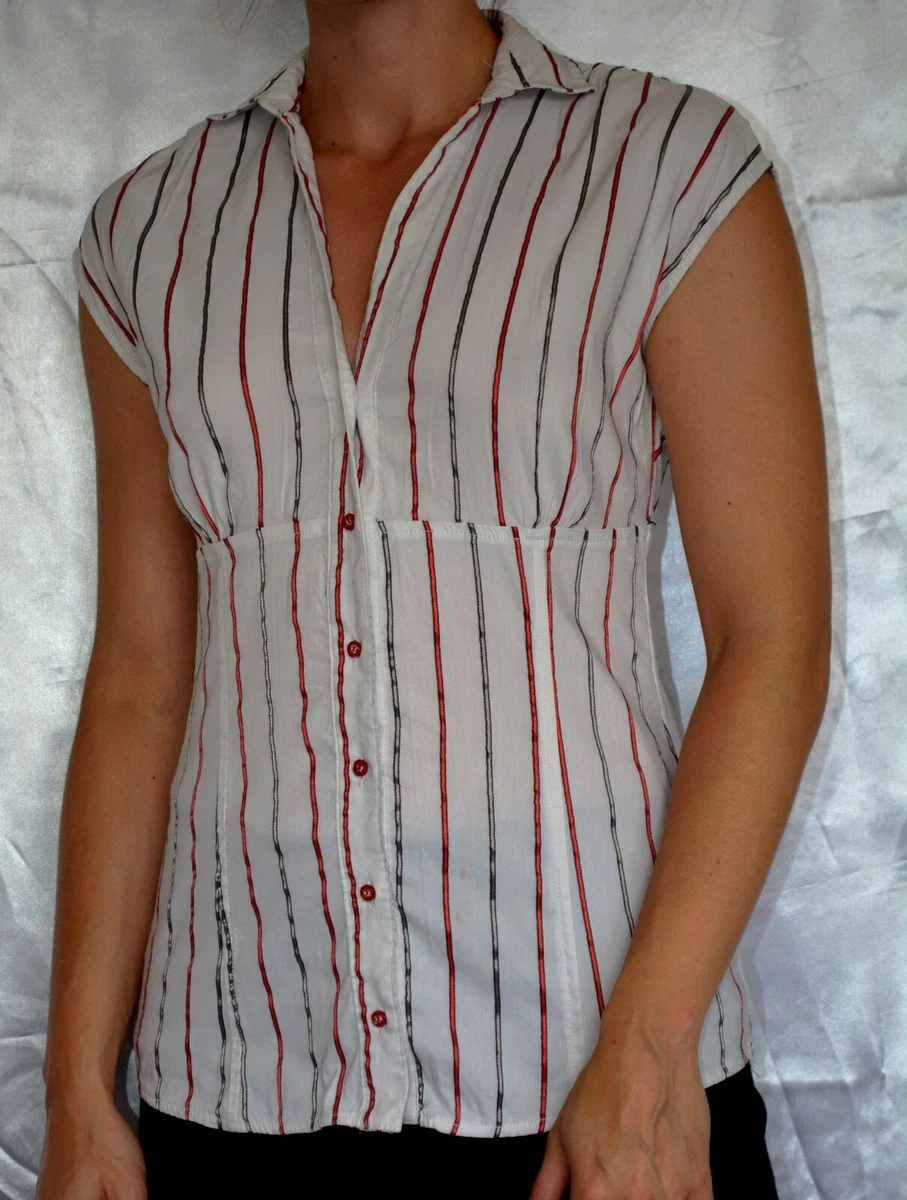 Chemisier Zara Femme Blanc Transparent été - Taille M - Coton Manches Longues - Occasion Très Bon état