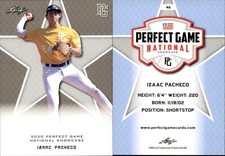 IZAAC PACHECO 2020 LEAF PERFECT GAME NATIONAL SHOWCASE ROOKIE CARD #46. rookie card picture