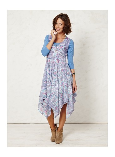 Though Braintree Dress Dharma Organic Wrap Dress Organic Cotton Blue - Picture 2 of 7