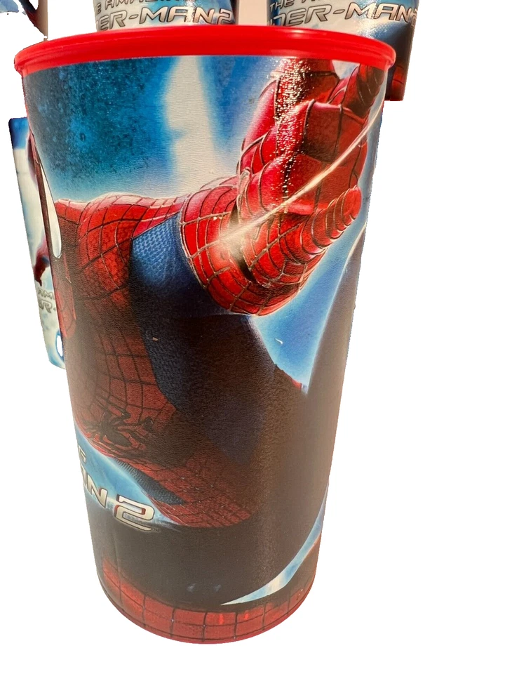 LOTE DE 8 tazas de fiesta de plástico para estadio Marvel The Amazing Spiderman 2 2014 sello Foto 2 de 4