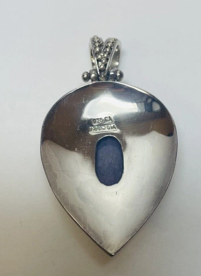 Sarda Bali Sterling 925 Silver Teardrop Purple Gemstone Bead Accent Pendant - Image 2 of 4