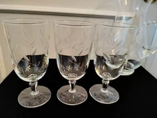 Windswept Pattern By Libbey Etched Crystal 14 Oz Iced Tea Glass Goblets EUC