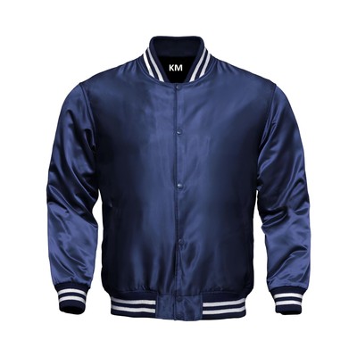 Personalized Varsity Jacket Letterman Jacket Navy Blue Satin Jacket Men XL