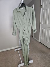 Fashion Nova Olive green button dress