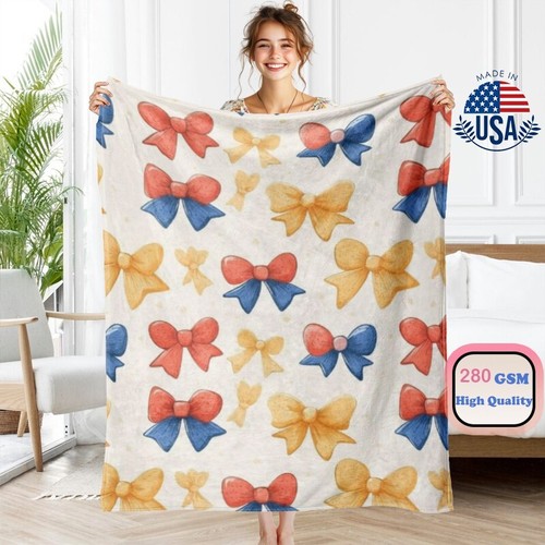 Manta rosa con lazo y cereza mantas de franela suave regalo para sofá cama - Imagen 20 de 40