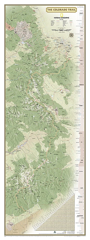 SPORTS POSTER WAREHOUSE Map of THE COLORADO TRAIL 18x48 National Geographic Wall POSTER