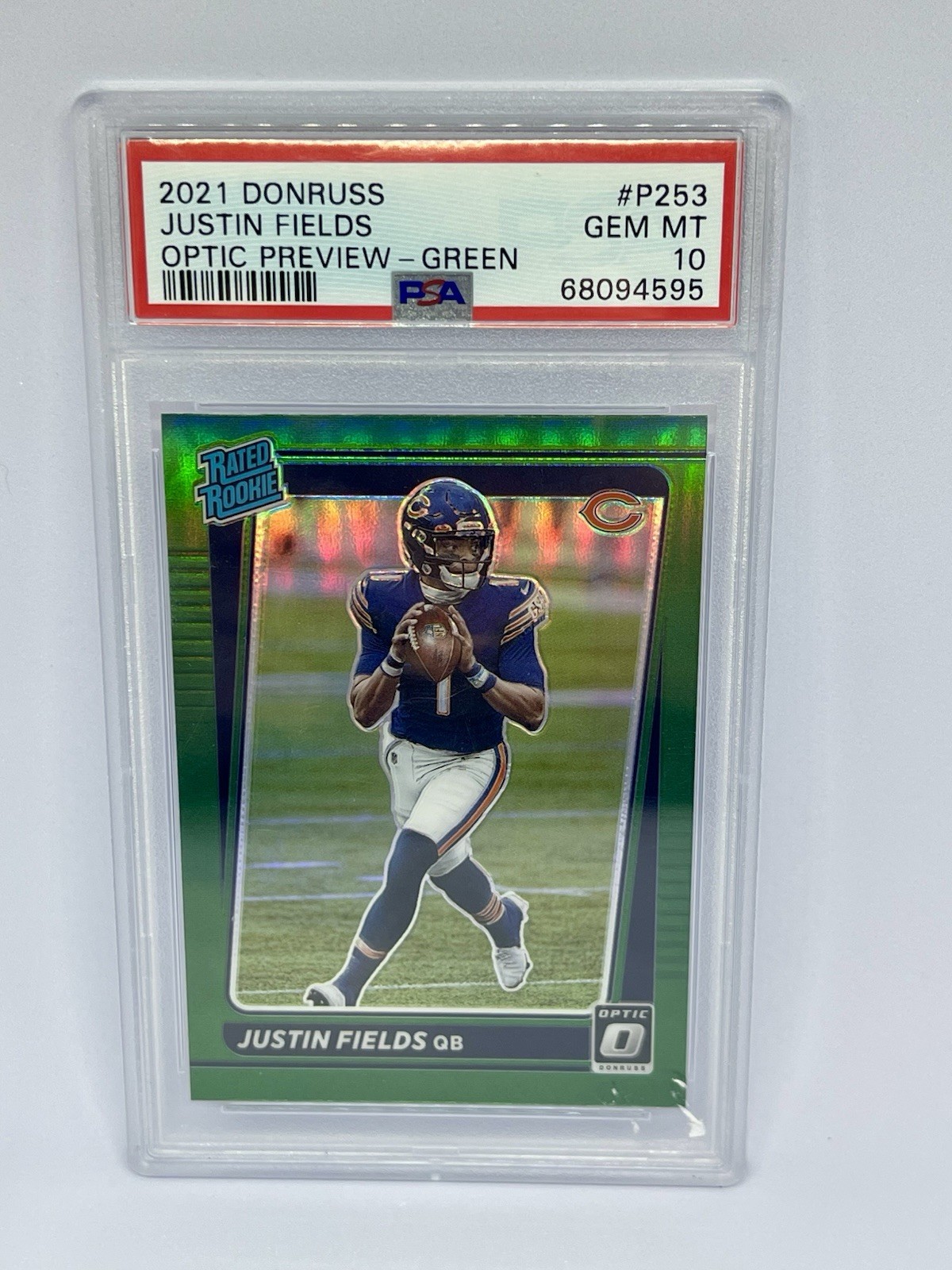 Justin Fields Panini Donruss #P253 Optic Preview-Green