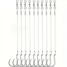 20pcs Heavy Duty Circle Hook with Leader Wire Bass Catfish Fishing Lure Rig