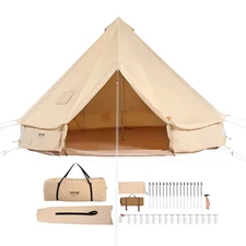 12 Person Canvas Glamping Bell Tent, Breathable Waterproof Large Yurt Tent with