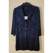 Ming Wang Sweater Cardigan Womens Extra Small Black Blue NWT