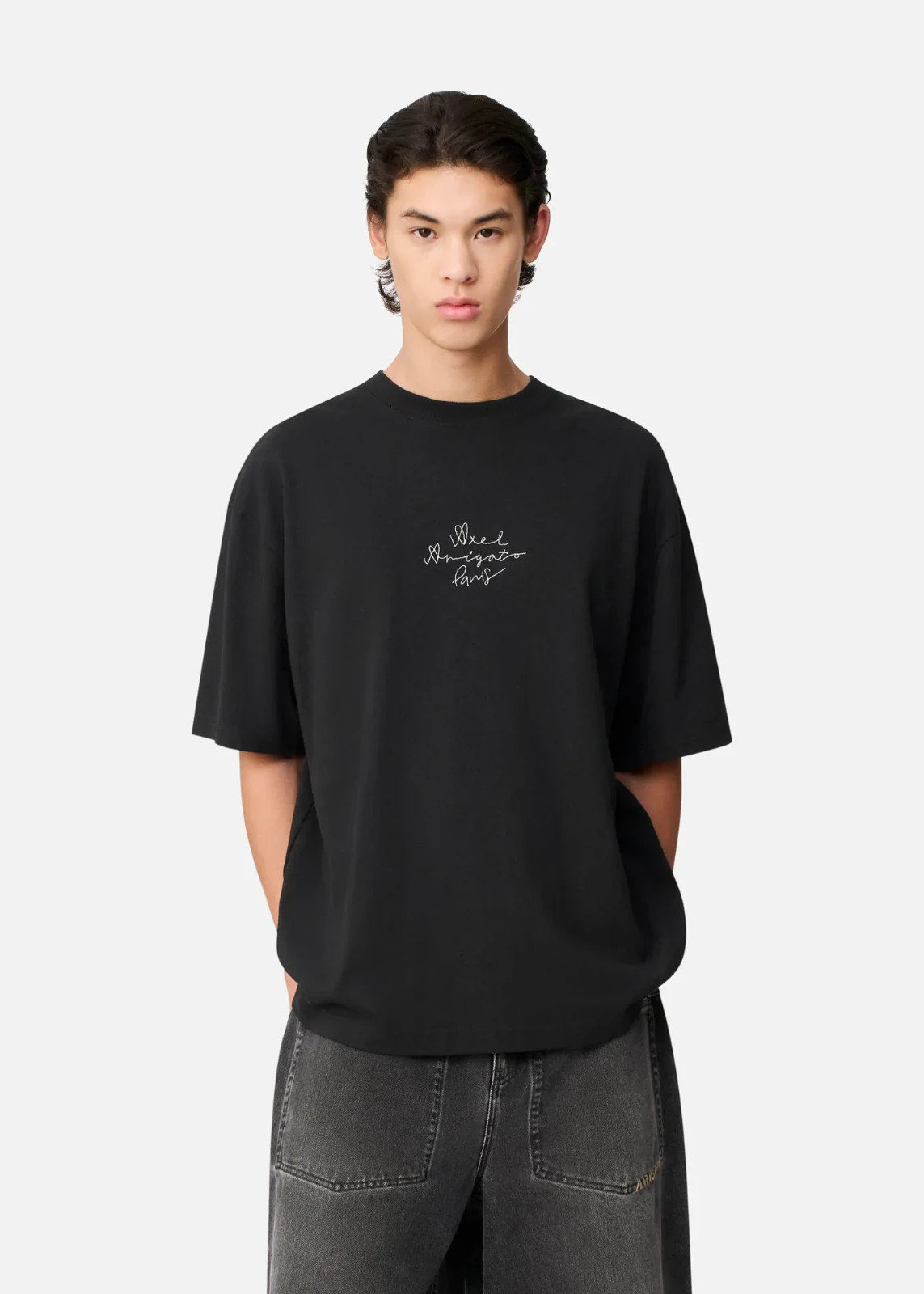AXEL ARIGATO Paris City T-Shirt Black Embroidered Organic Cotton New L