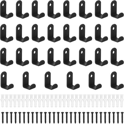 30 Stück schwarze Kleiderhaken Wandmontage, kleine robuste schwarze Wandhaken für Zuhause