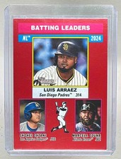 Luis Arraez Marcell Ozuna Shohei Ohtani 2025 Topps Heritage #191 Red Bordered