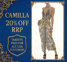 CAMILLA Jaguar V Neck Gathered Jersey Dress Size S RRP $625