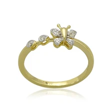 "Butterfly Bliss Natural Diamond Ring in 14kt Yellow Gold"