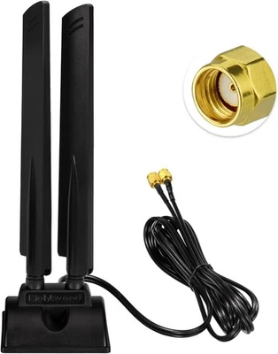 Eightwood Tri Band WiFi 6E Antenne RP-SMA WLAN Antenne Magnetfuß mit 200cm