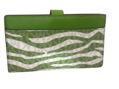 Michael Kors Greenwich Medium Bifold Wallet-Jungle Green-zebra