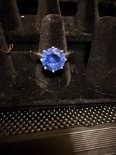 Sterling Silver Blue Sapphire Solitaire Ring   925 Thailand   Size 8