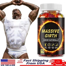 #1 BEST-MALE ENLARGER THICKER LONGER BIGGER 4" GROWTH ENLARGEMENT 60-300 GUMMIES