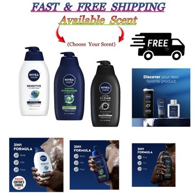 NIVEA MEN 3-in-1 Moisturizing Body Wash, 30 Fl Oz Bottle, ( Select Your Scent )