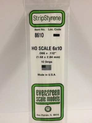 Evergreen 8610 Plasticcart HO Scale Strip 1,68x2,84x350mm 10 Polystyrene Leisten