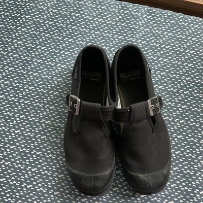 Palladium Women s Pampa Mary Jane Washed in Black Canvas Lug Sole 8.5 EU 40