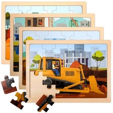 Wooden Vehicle Puzzles for Kids Age 3 4 5 Year Old, 4 Pack 24 Pcs Montessori ...