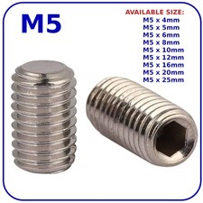 M5 Grub Screws Flat Point Socket Head Allen Key Screw Zinc Plated DIN 913