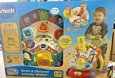 New Vtech Activity Center Stroll, Sit & Discover Ages 9-36 Mos Adj Wheel Speed