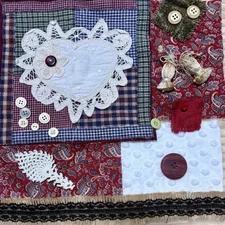 Slow Stitch Junk Journal Kit Craft Sewing Crochet Vintage Fabric Lace #07