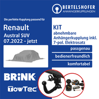 FüR Renault Austral SUV 07.2022-Jetzt AHK Abnehmbar +7Pol Spezifisch E-Satz TOP