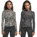 Urban Classics Ladies AOP Mesh Turtleneck Longsleeve Pullover Shirt Zebra Print