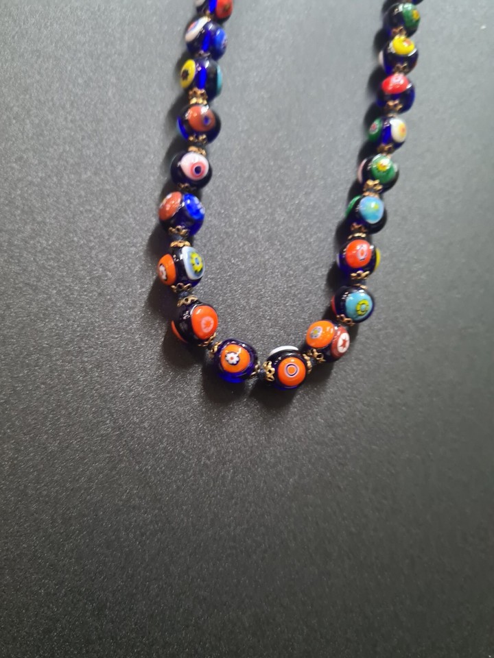 Vintage Multi Colour Millefiori Murano Glass Evil Eye Graduated Bead