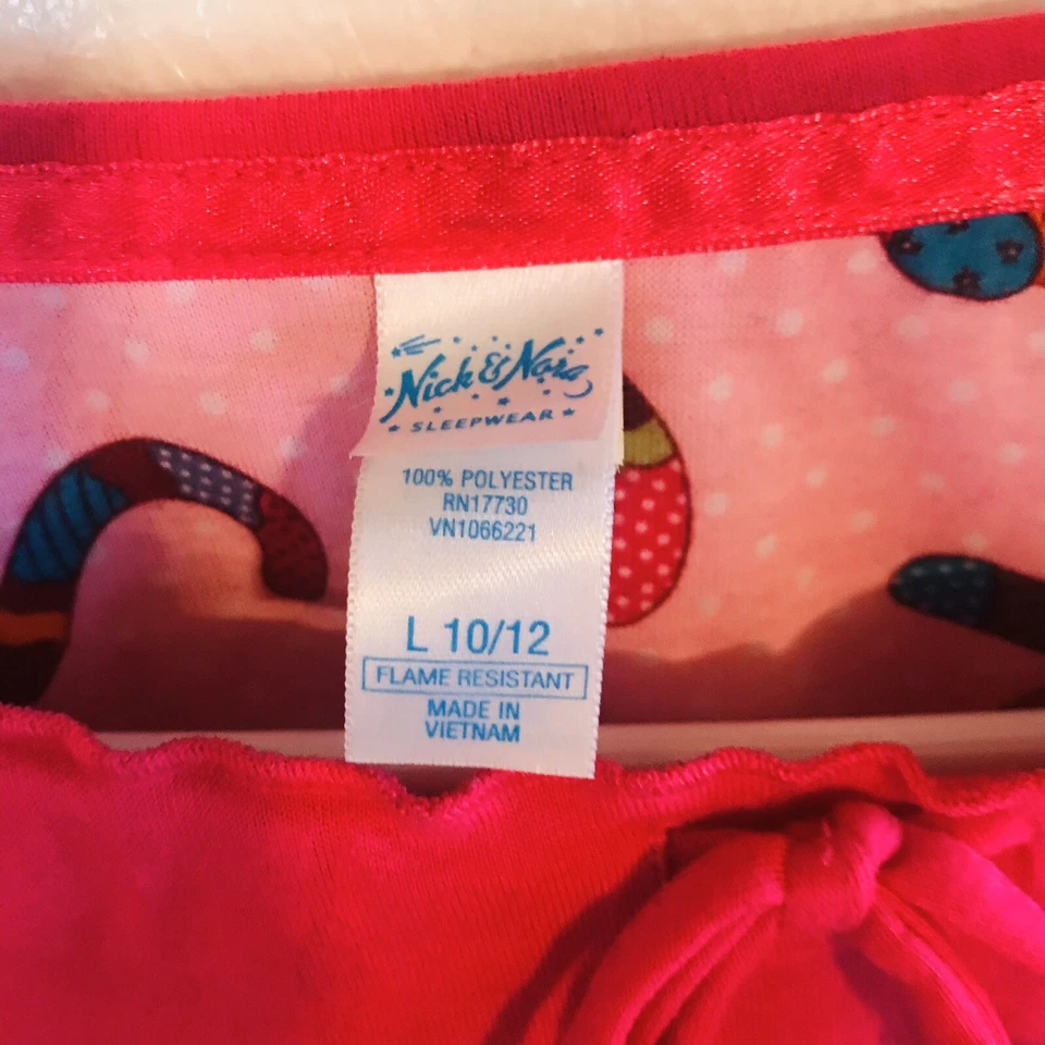 Nick & Nora Girls 2 Piece Pajama Set Large 1 0/12 Pink Cats  Kittens A4 - Image 4 of 4