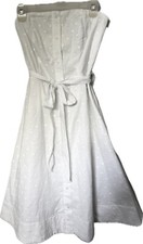 Banana Republic Sundress sz6 white dots on white, straps NWT