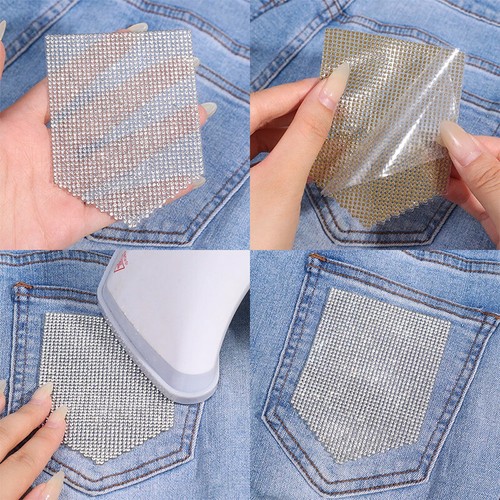 5Pcs Pocket Rhinestone Patch Crystal Clothing Chest Bling DIY Applique Stamp - Picture 6 of 15