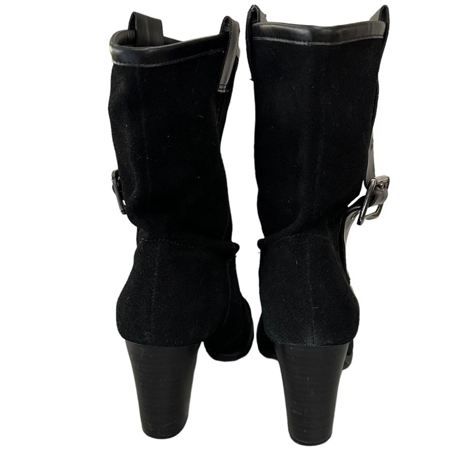 Nine & Co 黑色绒面革 Hayzel 尺寸 7 3.5 英寸粗跟。 — 第 2/4 张图片