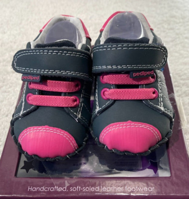 Pediped Originals Baby Jungen Jake marineblau rosa Bootie Schuhe Größe 0-6 Monate
