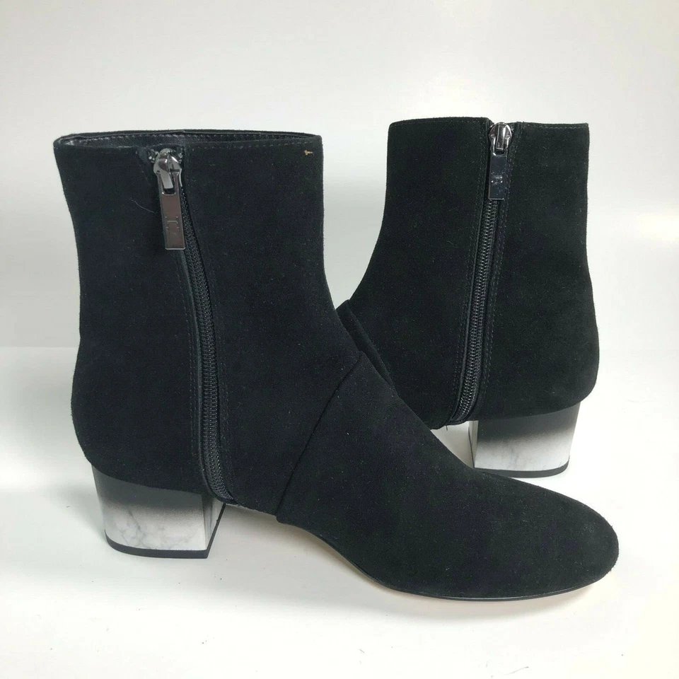 Botas de gamuza negras para mujer HALSTON botines con cremallera, talla 6M Foto 4 de 4