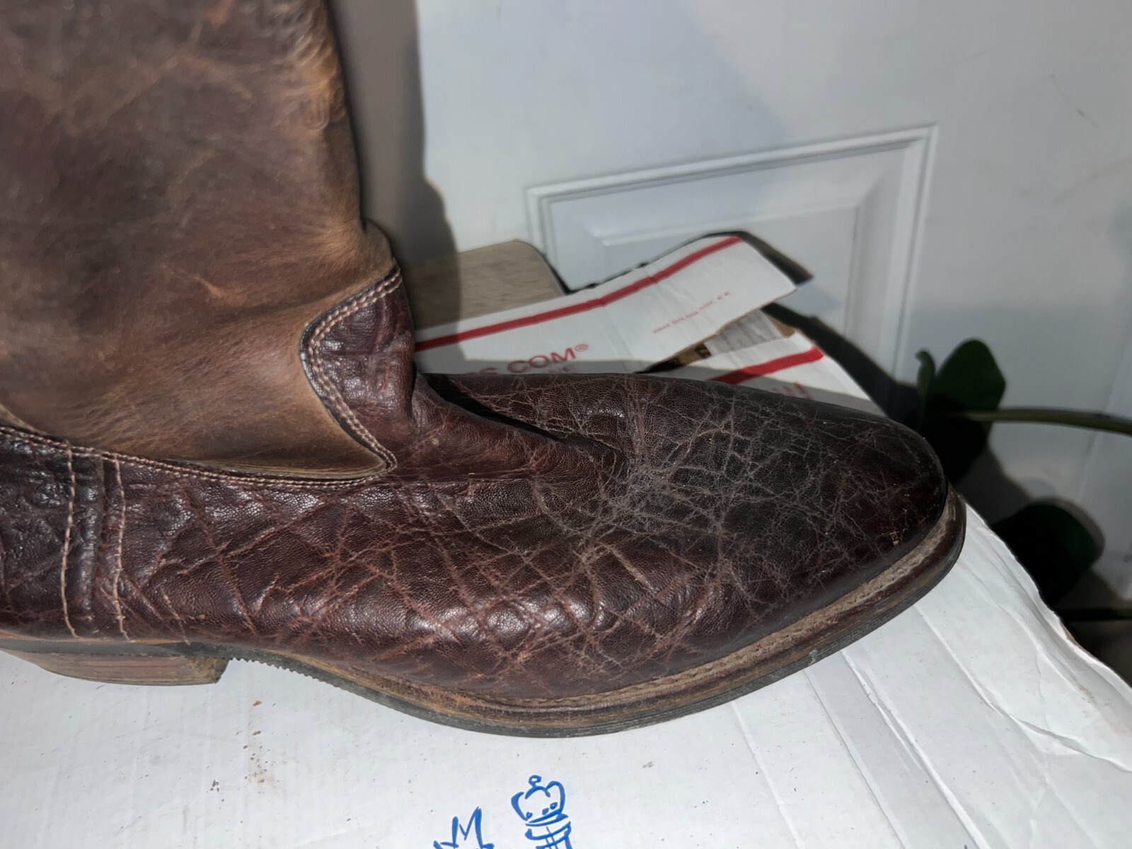 CHIPPEWA 99021 MEN  BROWN LEATHER ELEPHANT PRINT  Cowboy WESTERN BOOTS SIZE 11 D