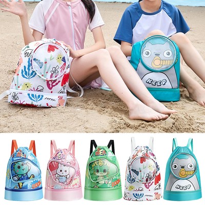 Swim Bag Cartoon Pool Bag For Kids Wet And Dry Separation Drawstring Beach Bag
