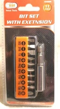 11pc. BIT SET WITH MAGNETIC EXTENSION