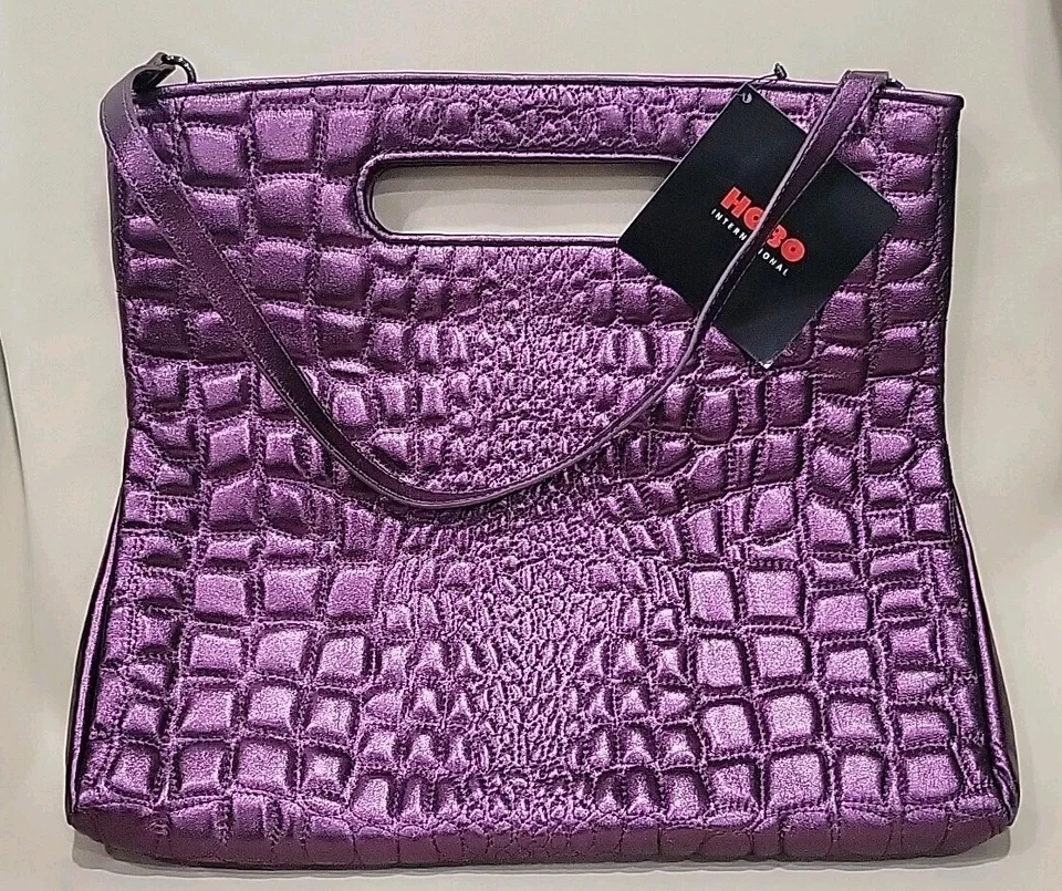 BOLSO BANDOLERA HOBO de moda precio de venta sugerido por el fabricante $224 cuero púrpura amatista NUEVO CON correa extraíble