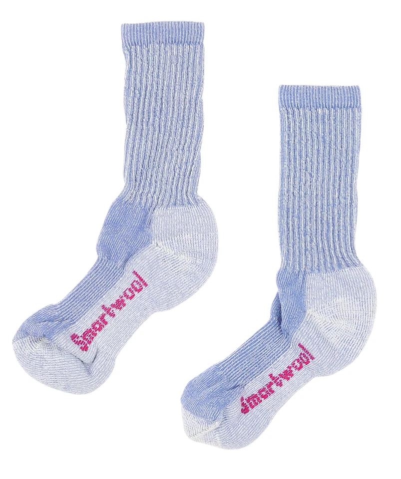 Smartwool L12720 Mujer Azul Claro Merino Senderismo Luz Cojín Crew Calcetín Talla L Foto 2 de 3